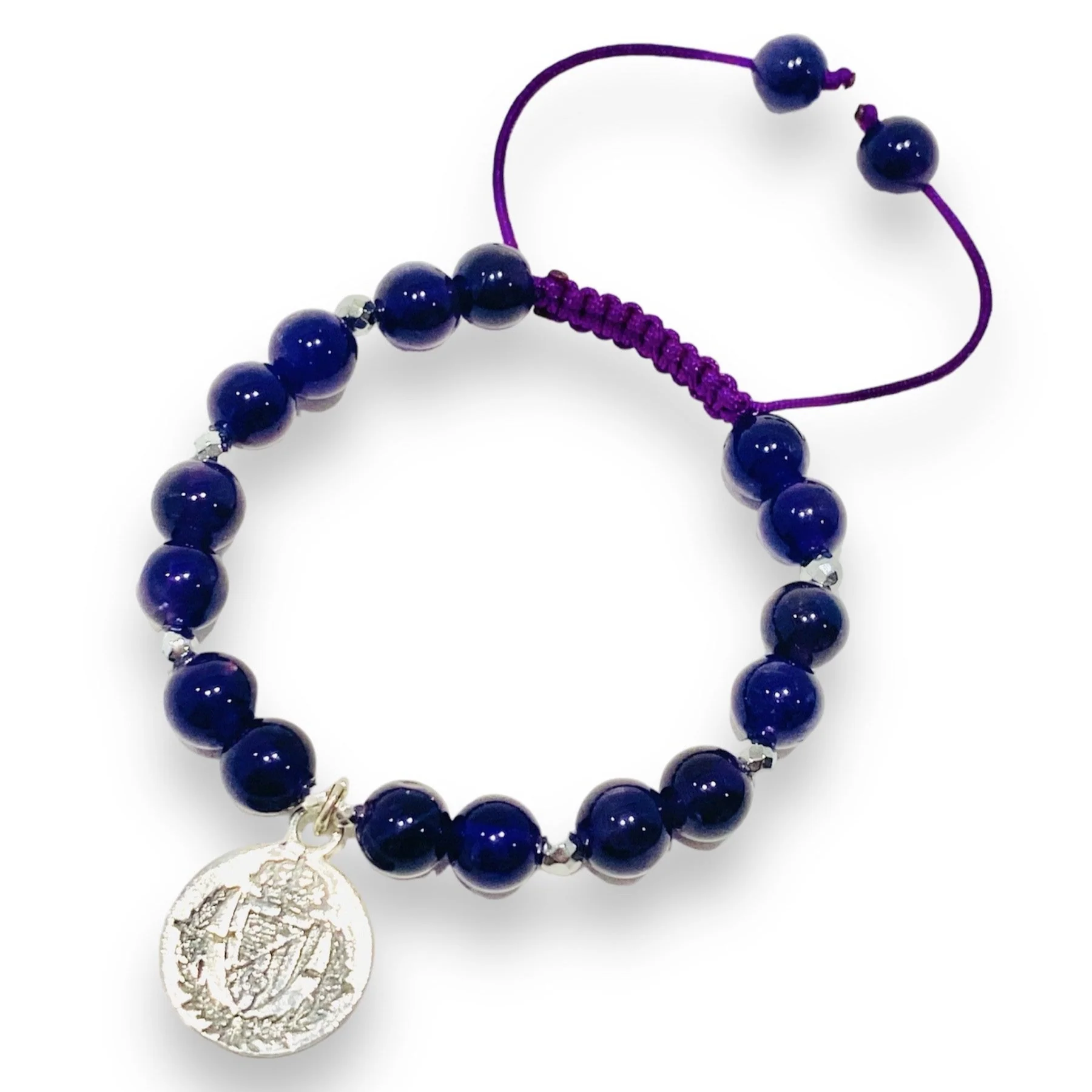 PULSERA PLATA RV BRILLO AMATISTAS Y HEMATITE - Imagen 2