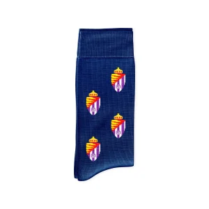 CALCETINES REAL VALLADOLID CON ESCUDOS AZUL MARINO