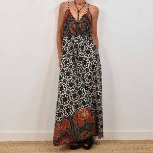 Vestido tirantes estampado negro