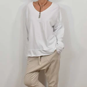 Camiseta pico costuras blanca