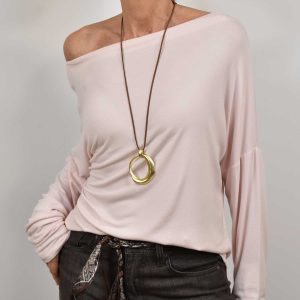 Camiseta escote barco rosa