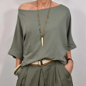 Camiseta barco oversize kaki