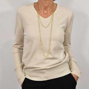 Jersey manga botones beige