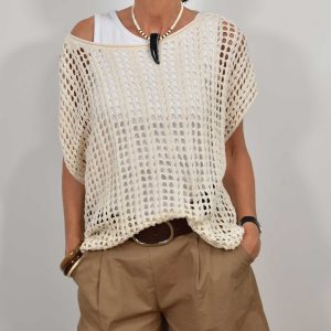 Jersey barco calado beige