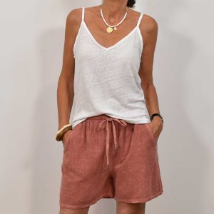 Top lino blanco