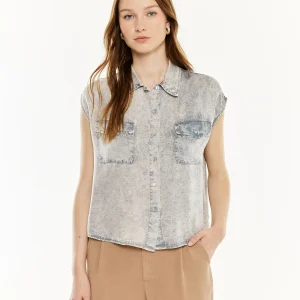 Camisa bolsillos efecto desgastado