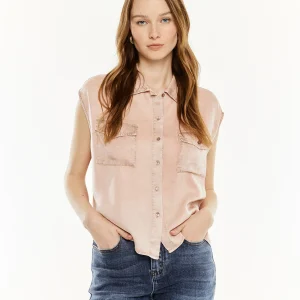 Camisa bolsillos efecto desgastado