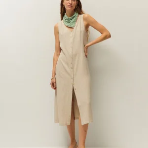 Vestido abotonado lino