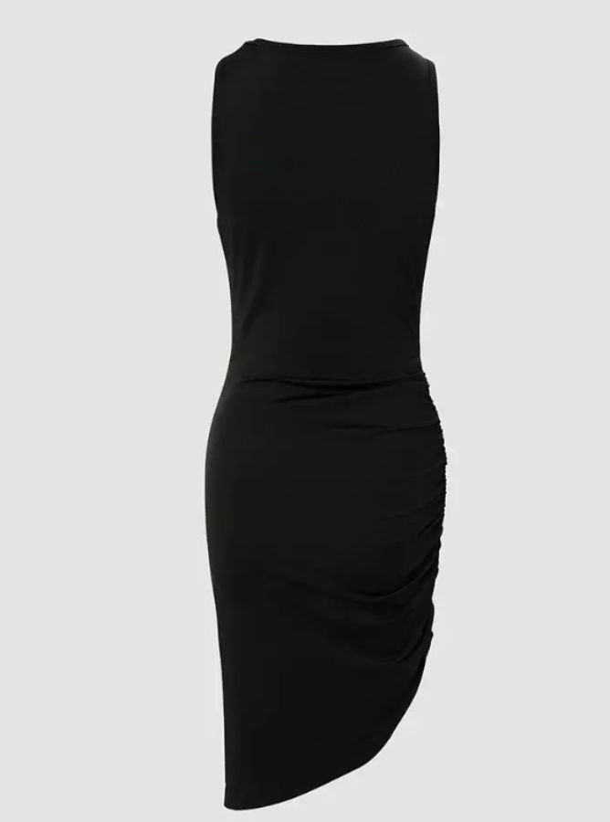 Vestido Entallado Negro Mujer Recogido - Imagen 5
