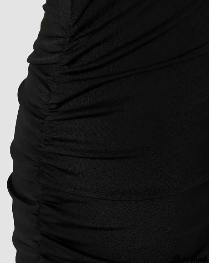 Vestido Entallado Negro Mujer Recogido - Imagen 6