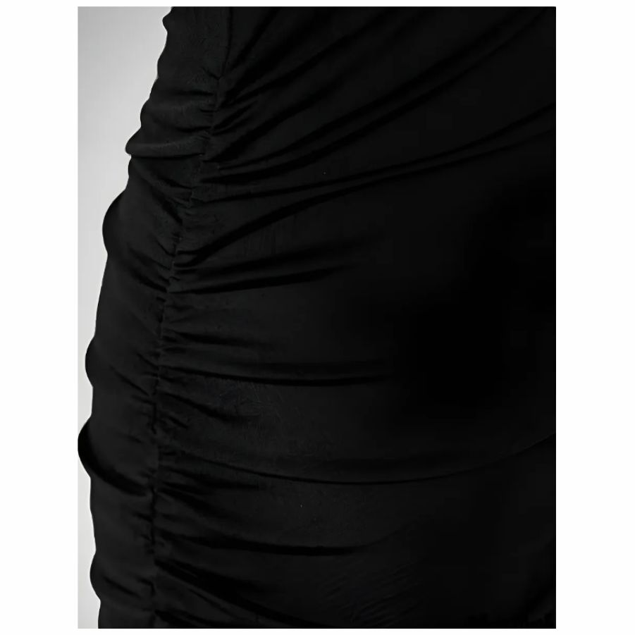 Vestido Entallado Negro Mujer Recogido - Imagen 7