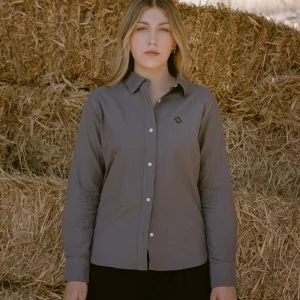 Camisa Oxford Mujer Gris Oscuro