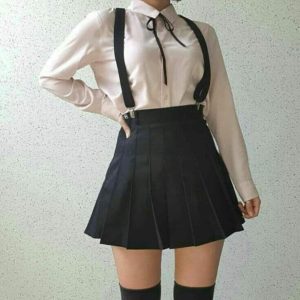 Falda Coreana Con Tirantes Minifalda Moda Suspenders Kawaii
